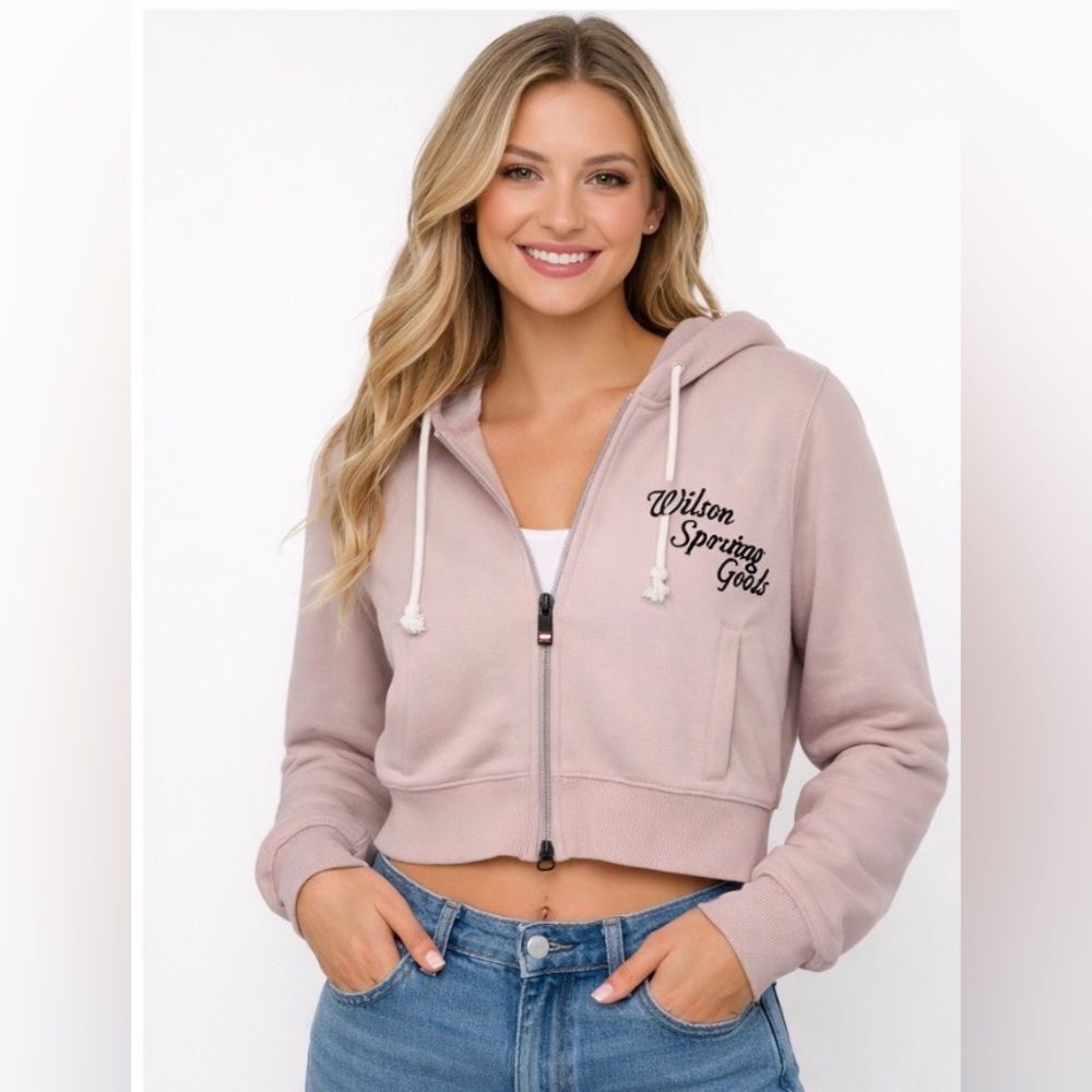 Wilson Women's dusty rose Light Pink Cropped Double zipper Hoodie size Small